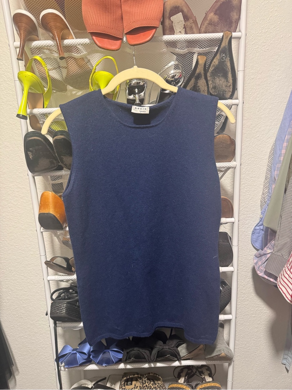 Akris Punto Navy Crewneck Sleeveless Knit Top / Vest